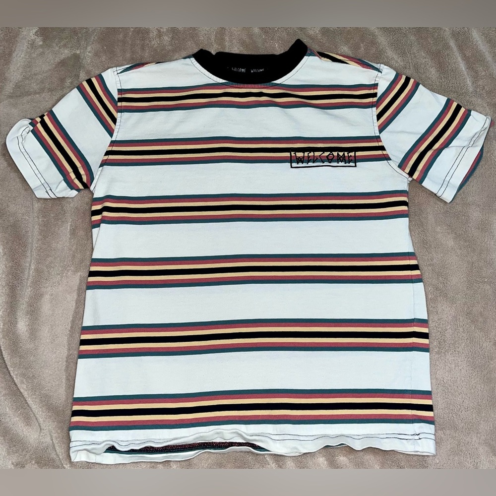 Welcome Short Sleeve Striped T Shirt Size Small